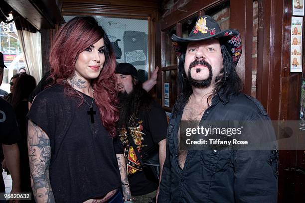 Kat Von D of LA Ink and Vinnie Paul of Pantera attend the 2nd Annual Golden Gods Awards Nominees and Press Conference at The Rainbow Bar and Grill on...