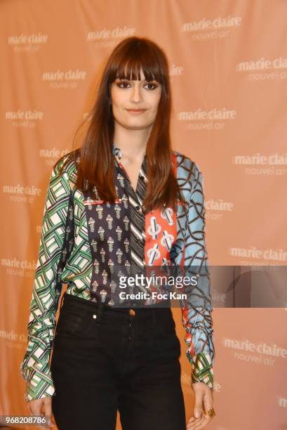 Singer Clara Luciani fromLa Femme band attends Marie Claire Nouvelle Air Cocktail at Hotel Lutetia on June 5, 2018 in Paris, France.