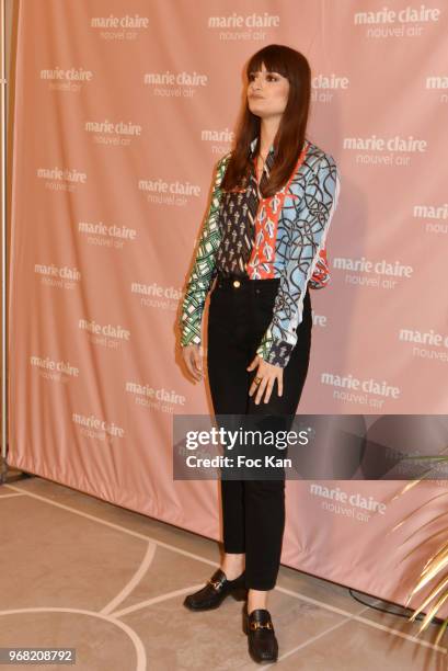 Singer Clara Luciani fromLa Femme band attends Marie Claire Nouvelle Air Cocktail at Hotel Lutetia on June 5, 2018 in Paris, France.