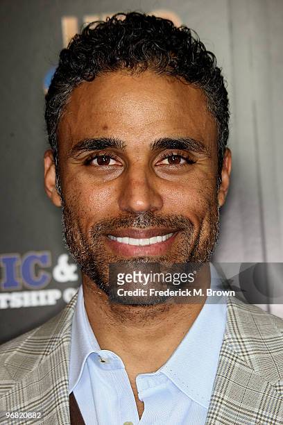 Former basketball player Rick Fox attends the "Magic & Bird: A Courtship of Rivals" film premiere at the Mann Bruin Theatre on February 17, 2010 in...