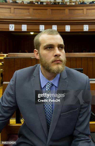 Convicted murderer and family slayer Henri van Breda during sentencing proceedings at the Western Cape High Court on June 05, 2018 in Cape Town,...