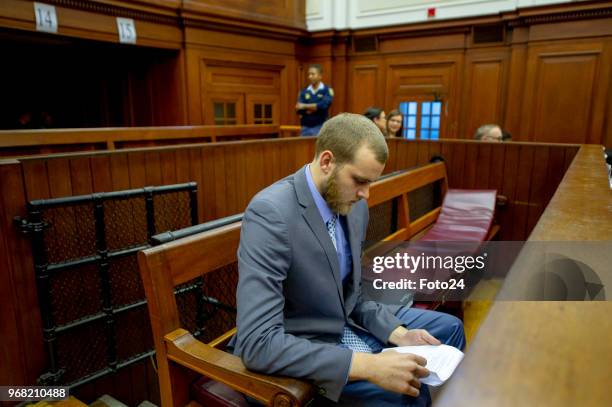 Convicted murderer and family slayer Henri van Breda during sentencing proceedings at the Western Cape High Court on June 05, 2018 in Cape Town,...