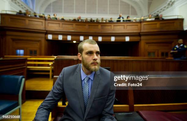 Convicted murderer and family slayer Henri van Breda during sentencing proceedings at the Western Cape High Court on June 05, 2018 in Cape Town,...