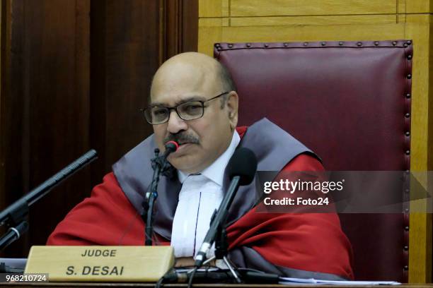 Judge Siraj Desai during the sentencing of convicted murderer and family slayer Henri van Breda at the Western Cape High Court on June 05, 2018 in...