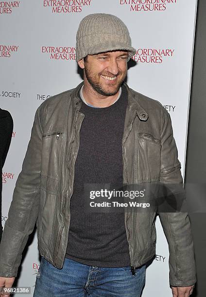 Gerard Butler attends the Cinema Society with John & Aileen Crowley screening of "Extraordinary Measures" at the School of Visual Arts Theater on...