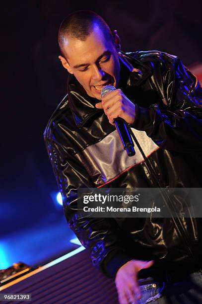 Fabri Fibra during the Italian tv show "Quelli che il calcio" on May 17, 2009 in Milan, Italy.