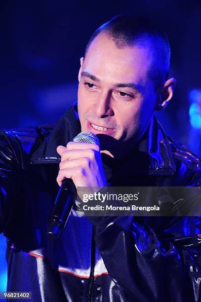 Fabri Fibra during the Italian tv show "Quelli che il calcio" on May 17, 2009 in Milan, Italy.