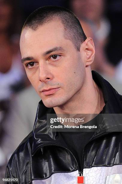 Fabri Fibra during the Italian tv show "Quelli che il calcio" on May 17, 2009 in Milan, Italy.