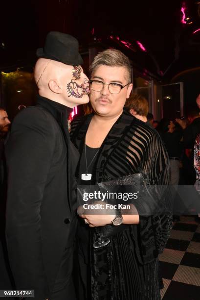 Ali Mahdavi and Greg Kohler attend Lipault By Jean Paul Gaultier launch Party at Les Bains Paris on June 5, 2018 in Paris, France.