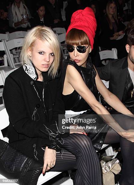 Becca Diamond and Sophia Lamar attend the Alexandre Herchcovitch Fall 2010 during Mercedes-Benz Fashion Week at Bryant Park on February 17, 2010 in...