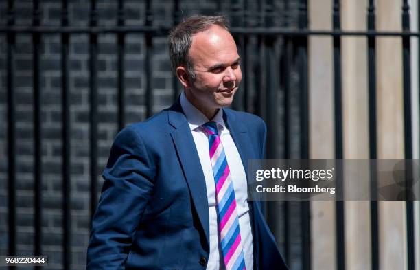 Gavin Barwell, chief of staff for U.K. Prime Minister Theresa May, departs Downing Street to attend a weekly questions and answers session in...