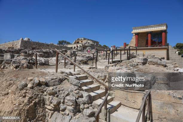 Knossos with the Minoan palace, the largest Bronze Age archaeological site on Crete island and Europe's oldest city. Knossos was discovered by...