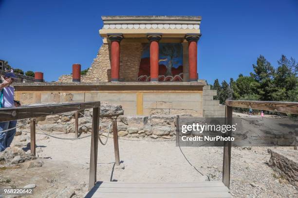 Knossos with the Minoan palace, the largest Bronze Age archaeological site on Crete island and Europe's oldest city. Knossos was discovered by...