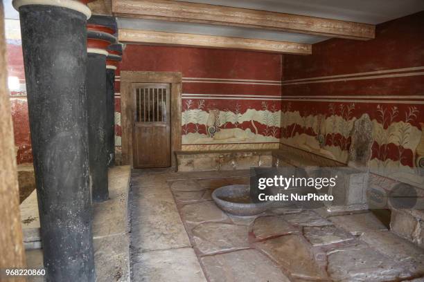 Knossos with the Minoan palace, the largest Bronze Age archaeological site on Crete island and Europe's oldest city. Knossos was discovered by...