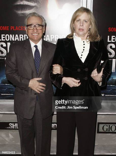 Director Martin Scorsese and wife attends the "Shutter Island" premiere at the Ziegfeld Theatre on February 17, 2010 in New York City.