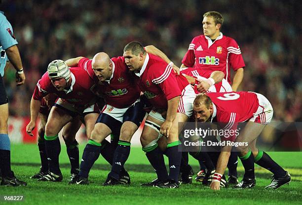 The British Lions pack enter the Scrum during the Lions Tour to Australia match between New South Wales Waratahs and the British Lions played at...