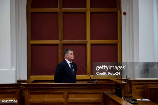 Jason Rohde during his trial for the murder of his wife Susan Rohde at the Western Cape High Court on June 04, 2018 in Cape Town, South Africa....