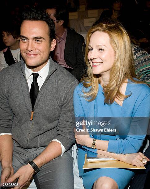 Actor Cheyenne Jackson and actor Laura Linney attend the Michael Kors Fall 2010 show during Mercedes-Benz Fashion Week at Bryant Park on February 17,...