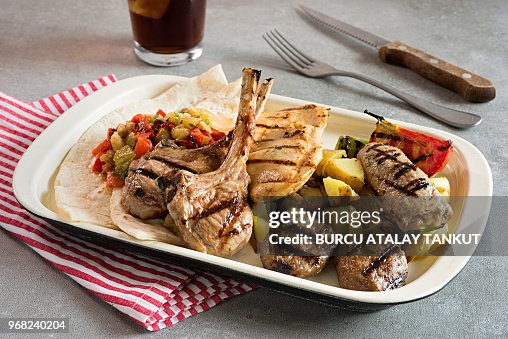 Grilled Lamb Chops, Chicken Breast and Meatballs Grilled Lamb Chops, Chicken Breast and Meatballs