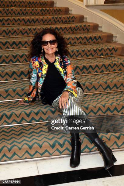 Diane von Furstenberg attends the Diane von Furstenberg lunch at Claridge's Hotel on June 6, 2018 in London, England.