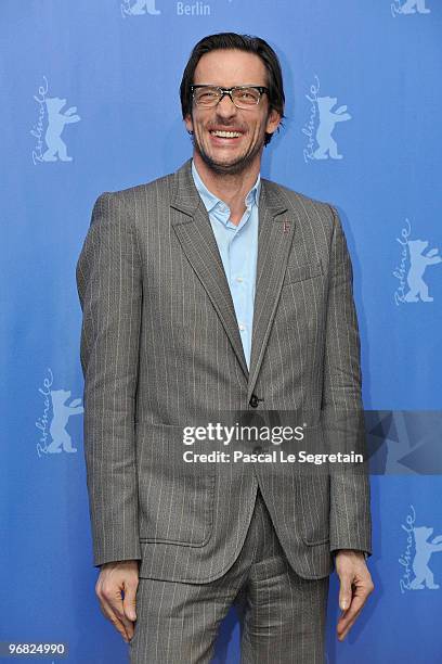 Director Oskar Roehler attends the 'Jud Suess Film Ohne Gewissen' Photocall during day eight of the 60th Berlin International Film Festival at the...