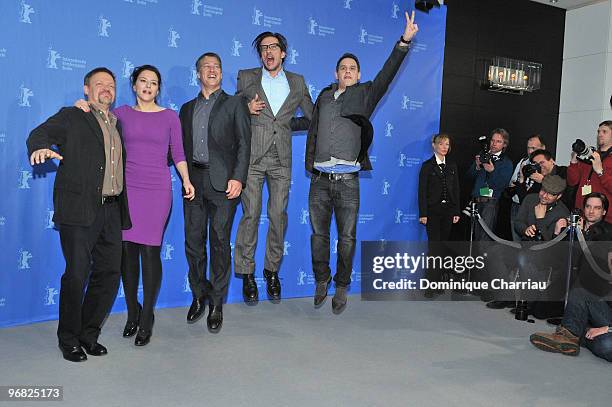 Actor Justus von Dohnanyi , actress Martina Gedeck, actor Tobias Moretti, director Oskar Roehler and actor Moritz Bleibtreu attend the 'Jud Suess...