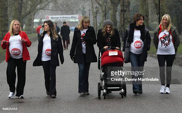 Gail Emms, Carly Zucker, Kim Medcalf Nemone, Natasha Kaplinksy and Denise Van Outen attend photocall to launch the Bumps and Babies Mile for Sports...