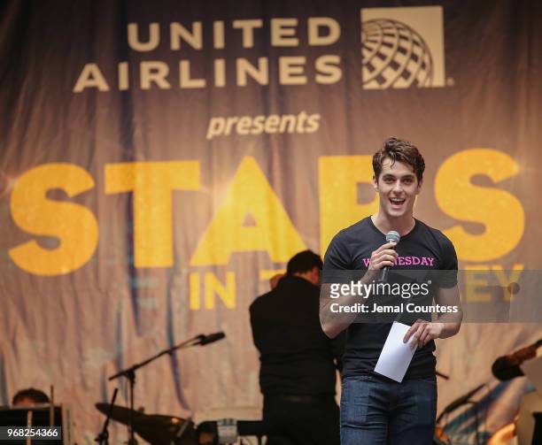 Kyle Selig speaks at the United Airlines Presents: #StarsInTheAlley produced by The Broadway League on June 1, 2018 in New York City.