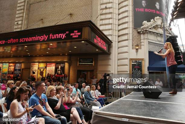 Christy Altomare performs at the United Airlines Presents: #StarsInTheAlley produced by The Broadway League on June 1, 2018 in New York City.