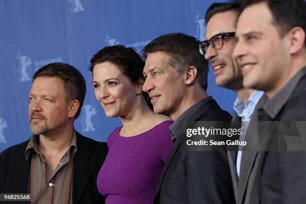 Actor Justus von Dohnanyi , actress Martina Gedeck, actor Tobias Moretti, director Oskar Roehler and actor Moritz Bleibtreu attend the 'Jud Suess...