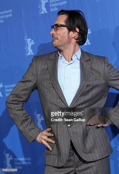 Director Oskar Roehler attends the 'Jud Suess Film Ohne Gewissen' Photocall during day eight of the 60th Berlin International Film Festival at the...