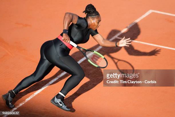 June 2. French Open Tennis Tournament - Day Seven. Serena Williams of the United States in action against Julia Goerges of Germany in the evening...