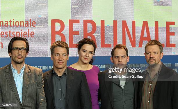 Director Oskar Roehler, actors Tobias Moretti, Martina Gedeck, Moritz Bleibtreu and Justus von Dohnanyi attend the 'Jud Suess Film Ohne Gewissen'...