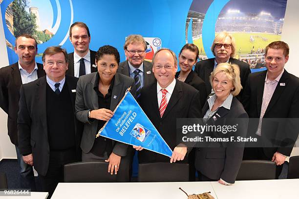 Marcus Uhlig, press spokesman of Arminia Bielefeld, Hans-Hermann Schwick, president of DSC Arminia Bielefeld, branch office chairman Guido Moehlmann,...