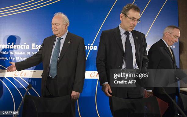 Spanish Foreign Minister Miguel Angel Moratinos, EU Commissioner for Development Andris Piebalgs and Edmond Mulet, acting head of the UN's...