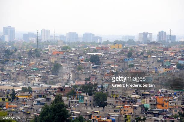 The town of Mexico City. Popular district of Mexico City where the dwellings are often precarious in Mexico city on September 04 Mexico.