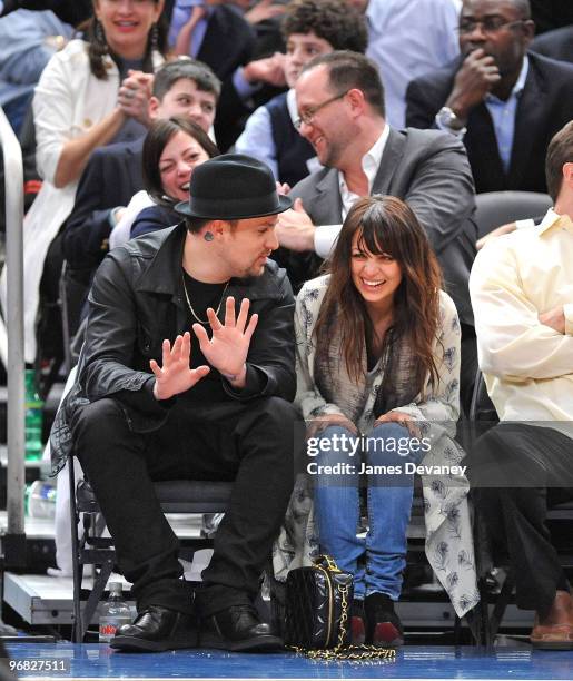 Joel Madden and Nicole Richie attend the Chicago Bulls vs New York Knicks game at Madison Square Garden on February 17, 2010 in New York City.