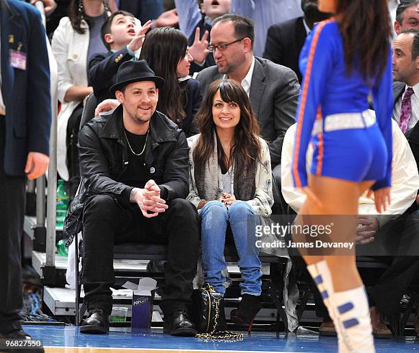 Joel Madden and Nicole Richie attend the Chicago Bulls vs New York Knicks game at Madison Square Garden on February 17, 2010 in New York City.