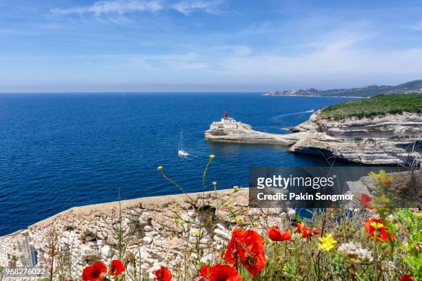 view of ostriconi beach with beautiful sea lagoon, corsica island - balagne stock pictures, royalty-free photos & images