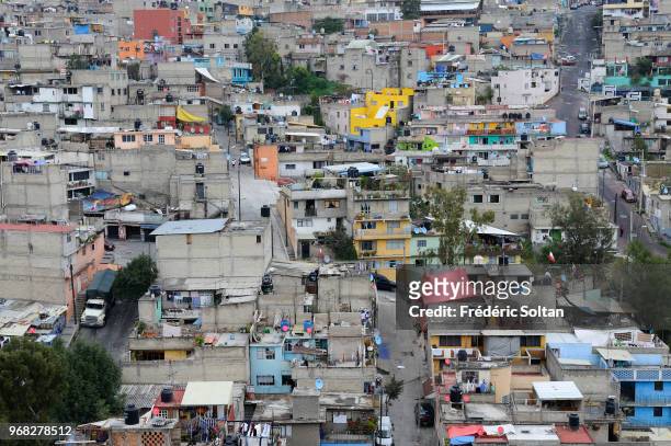 The town of Mexico City. Popular district of Mexico City where the dwellings are often precarious in Mexico city on September 04 Mexico.