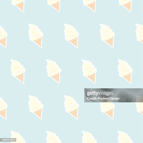 ilustraciones, imágenes clip art, dibujos animados e iconos de stock de patrón sin costuras de helado - helado comida dulce congelada