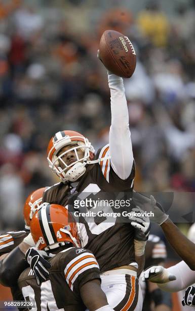 Wide receiver Dennis Northcutt of the Cleveland Browns celebrates after scoring a touchdown on a 1-yard pass reception during a game against the...