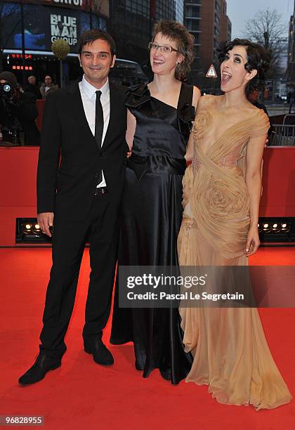 Actress Zrinka Cvitesic , dirctor Jasmila Zbanic and actor Leon Lucev attend the 'Na Putu' Premiere during day eight of the 60th Berlin International...