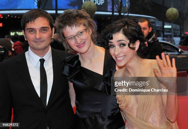 Actress Zrinka Cvitesic , dirctor Jasmila Zbanic and actor Leon Lucev attend the 'Na Putu' Premiere during day eight of the 60th Berlin International...