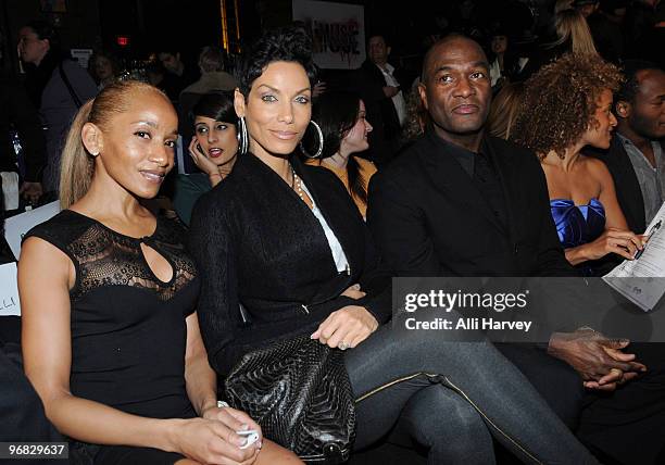 Richelle Jones, Nicole Murphy and Carl Nelson attend the A*Muse fashion show at Amnesia NYC on February 17, 2010 in New York City.