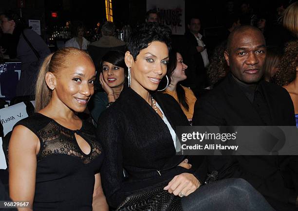 Richelle Jones, Nicole Murphy and Carl Nelson attend the A*Muse fashion show at Amnesia NYC on February 17, 2010 in New York City.