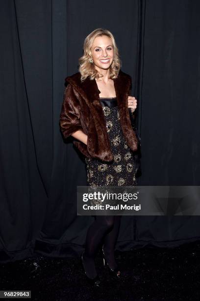 Elisabeth Hasselbeck poses backstage at Milly By Michelle Smith Fall 2010 during Mercedes-Benz Fashion Week at Bryant Park on February 17, 2010 in...