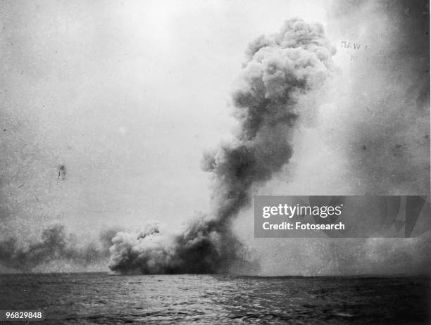 Photograph of an Explosion at Sea during the Battle of Jutland circa 1916.