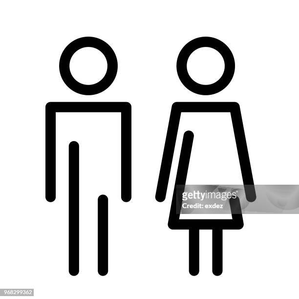 stockillustraties, clipart, cartoons en iconen met mannelijke vrouwelijke toilet teken - bordje toilet