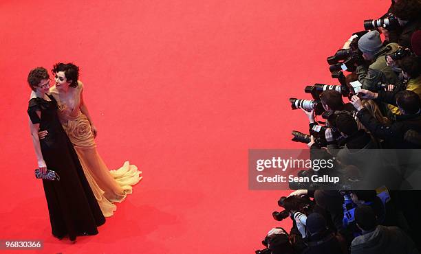 Director Jasmila Zbanic and actress Zrinka Cvitesic attend the 'Na Putu' Premiere during day eight of the 60th Berlin International Film Festival at...